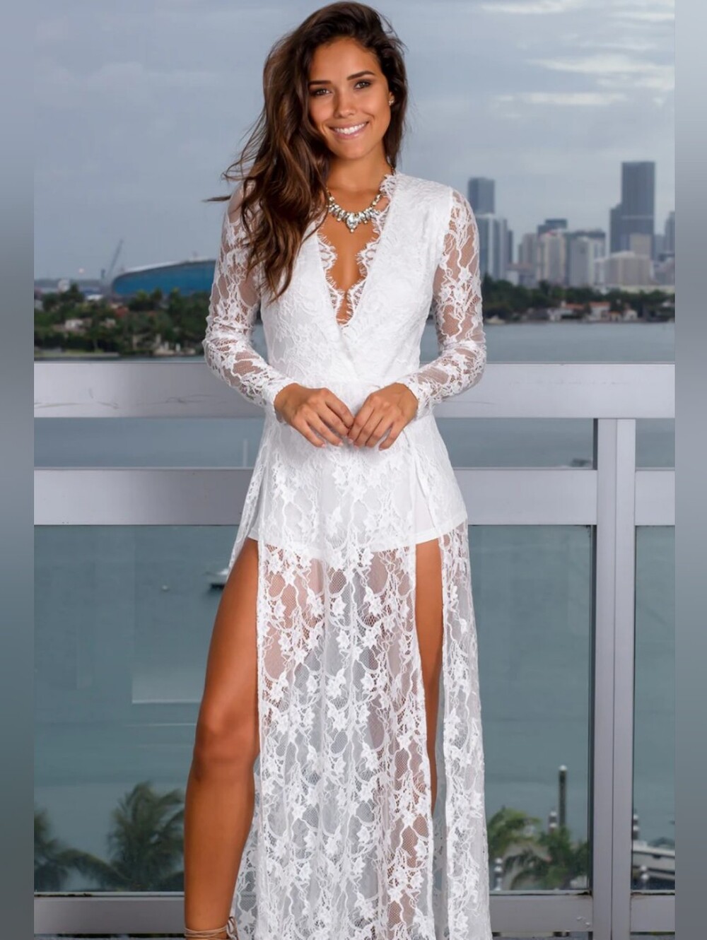 Banjul White Lace Maxi Dress